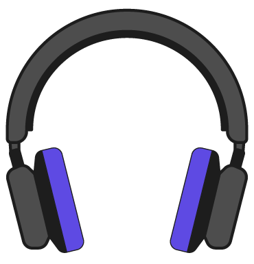 Headphones Illustration in Eerire black and Majorelle Blue/purple